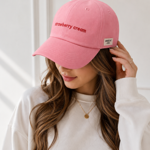 Strawberry Cream Embroidered Women's Cap