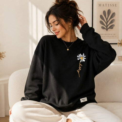 Happy Daisy Oversized Sweatshirt For Her