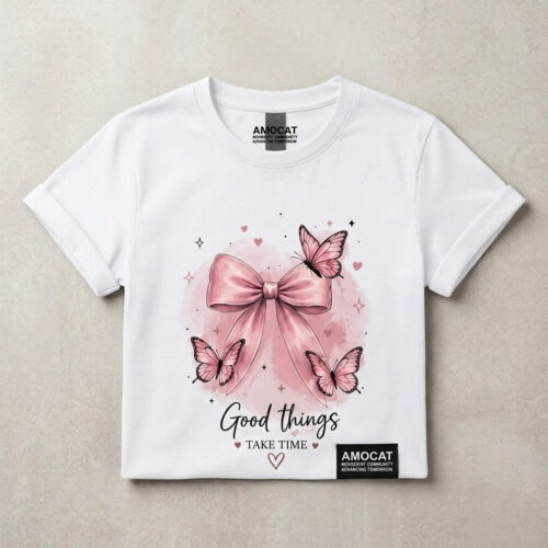 Good Things Take Time Butterfly Bow T-Shirt