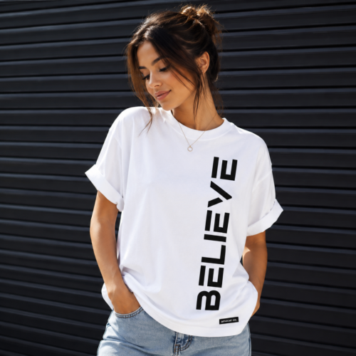 Believe Oversized Graphic Tee For Her