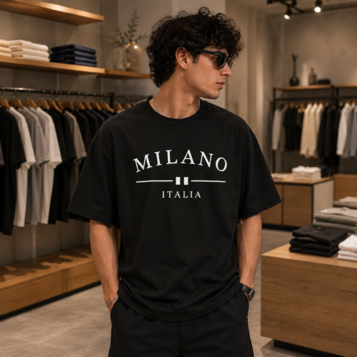 Milano Italia Premium Drop Shoulder Graphic T-Shirt