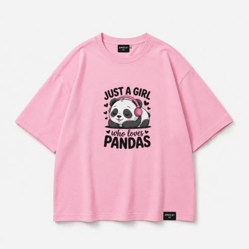 Just a Girl Who Loves Pandas Oversized Graphic T-Shirt